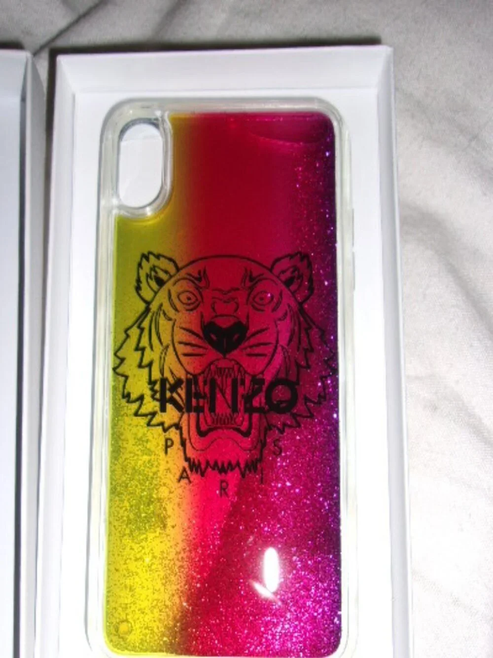 Kenzo Unisex Adults iPhone XS max Phone Case Sparkly Animal Print Multi Color